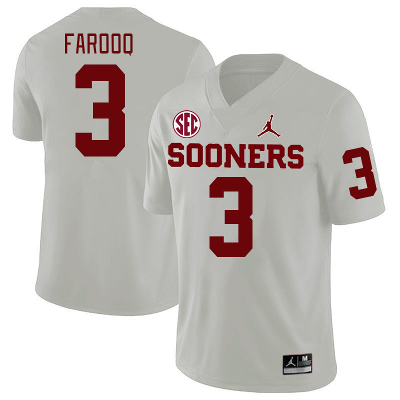 #3 Jalil Farooq Oklahoma Sooners 2024 SEC Conference College Football Jerseys-White